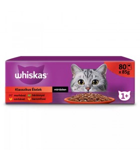 Whiskas Classic Meals 1+ - nedves macskaeledel szószban (marha, csirke, bárány, baromfi) - 80x85g