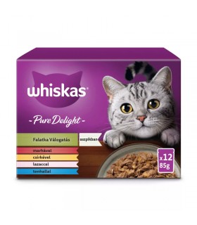 Whiskas Pure Delight - alutasakos macskaeledel mix (tonhal, lazac, csirke, marha) - 12x85 g