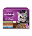 Whiskas Pure Delight - alutasakos macskaeledel mix (tonhal, lazac, csirke, marha) - 12x85 g