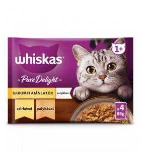 Whiskas Pure Delight Adult 1+ - nedves macskaeledel aszpikban (csirke, pulyka) - 4x85 g