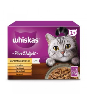 Whiskas Pure Delight Adult 1+ - nedves macskaeledel (csirke, kacsa, baromfi, pulyka) - 12x85 g