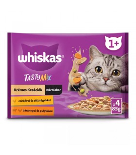 Whiskas Tasty Mix 1+ - nedves macskaeledel mártásban (csirke, zöldség, bárány, pulyka) - 4x85 g