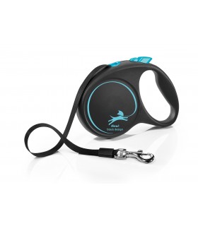 Flexi Black Design "L" - szalagos automata póráz (5 m) max. 50 kg - kék