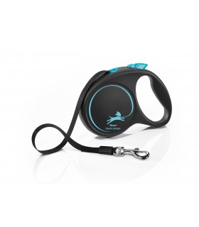 Flexi Black Design "M" - szalagos automata póráz (5 m) max. 25 kg - kék