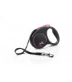 Flexi Black Design "S" - szalagos automata póráz (5 m) max. 15 kg - pink