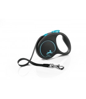 Flexi Black Design "S" - szalagos automata póráz (5 m) max. 15 kg - kék