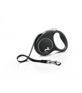 Flexi Black Design "S" - szalagos automata póráz (5 m) max. 15 kg - ezüst