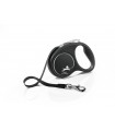 Flexi Black Design "S" - szalagos automata póráz (5 m) max. 15 kg - ezüst