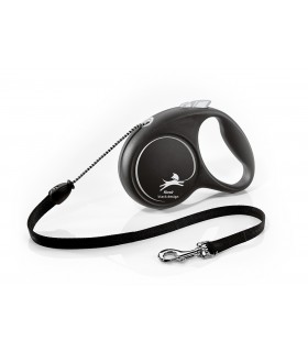Flexi Black Design "M" - zsinóros automata póráz (5 m) max. 20 kg - ezüst