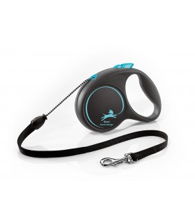 Flexi Black Design "M" - zsinóros automata póráz (5 m) max. 20 kg - kék
