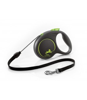 Flexi Black Design "M" - zsinóros automata póráz (5 m) max. 20 kg - zöld