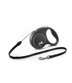 Flexi Black Design "S" - zsinóros automata póráz (5 m) max. 12 kg - ezüst