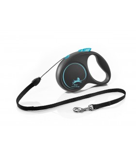 Flexi Black Design "S" - zsinóros automata póráz (5 m) max. 12 kg - kék