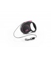 Flexi Black Design "XS" - zsinóros automata póráz (3 m) max. 8 kg - pink