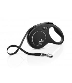 Flexi New Classic "M" - szalagos automata póráz (5 m) max. 25 kg - fekete