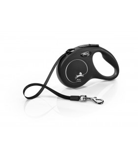 Flexi New Classic "S" - szalagos automata póráz (5 m) max. 15 kg - fekete