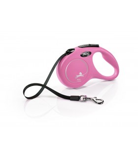 Flexi New Classic "S" - szalagos automata póráz (5 m) max. 15 kg - pink