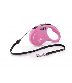 Flexi New Classic "S" - zsinóros automata póráz (5 m) max. 12 kg - pink