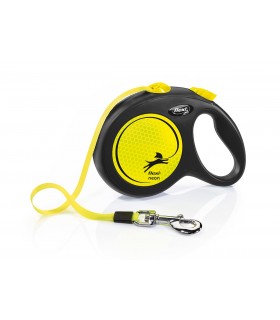 Flexi New Neon "L" - szalagos automata póráz (5 m) max. 50 kg - sárga
