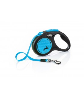 Flexi New Neon "S" - szalagos automata póráz (5 m) max. 15 kg - kék