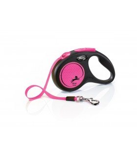 Flexi New Neon "S" - szalagos automata póráz (5 m) max. 15 kg - pink
