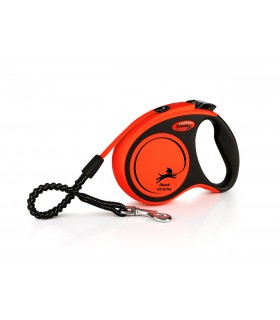 Flexi Xtreme "S" - szalagos automata póráz (5 m) max. 20 kg - fekete-narancs