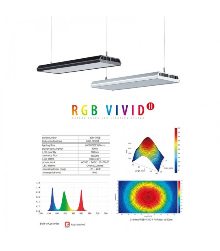 Chihiros RGB Vivid II 60-90 cm LED lámpa - Fekete (130 W, 12200 lm)