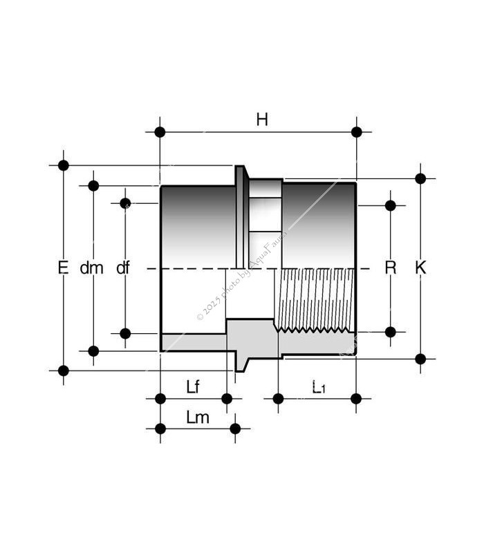 PVC karmantyú 20/16 mm-es csőhöz, 1/2" belső menettel