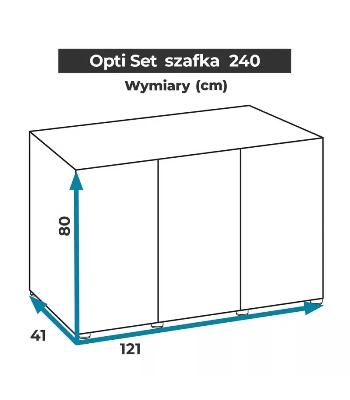 AquaEl Opti Set 240 Black 2.0 - akvárium szett 121x41x131 cm (240 liter) - fekete - BÚTORRAL