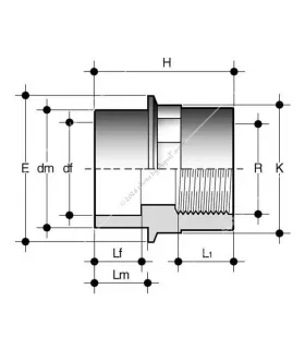 PVC karmantyú 20/16 mm-es csőhöz, 1/2" belső menettel