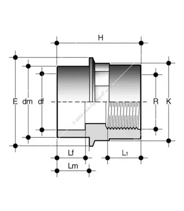 PVC karmantyú 20/16 mm-es csőhöz, 1/2" belső menettel