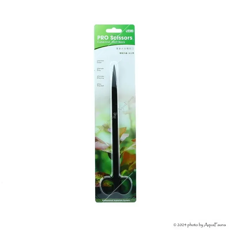 ISTA Water Plant Pro Scissors Matt Black - hajlított végű vízinövény olló - 25 cm - FEKETE